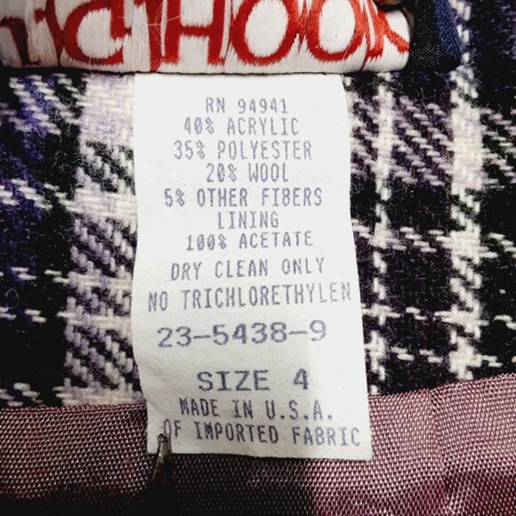 VINTAGE J.G. Hook Flannel Plaid Wool Blend Pencil Skirt Size 4 - Picture 6 of 6